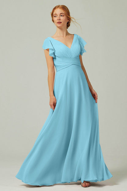 A-Line Floor Length Chiffon Bridesmaid Dress CB0302