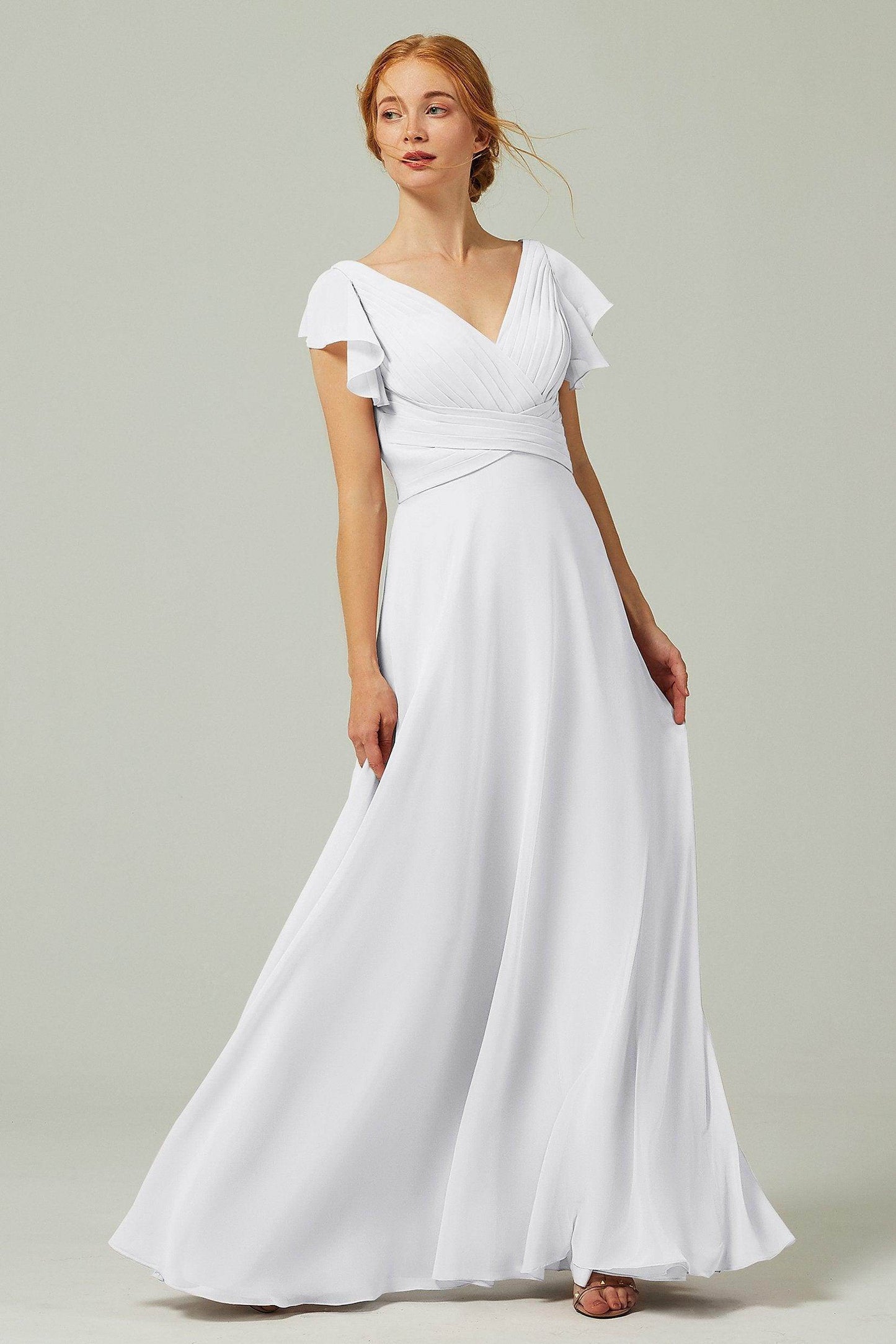 A-Line Floor Length Chiffon Bridesmaid Dress CB0302