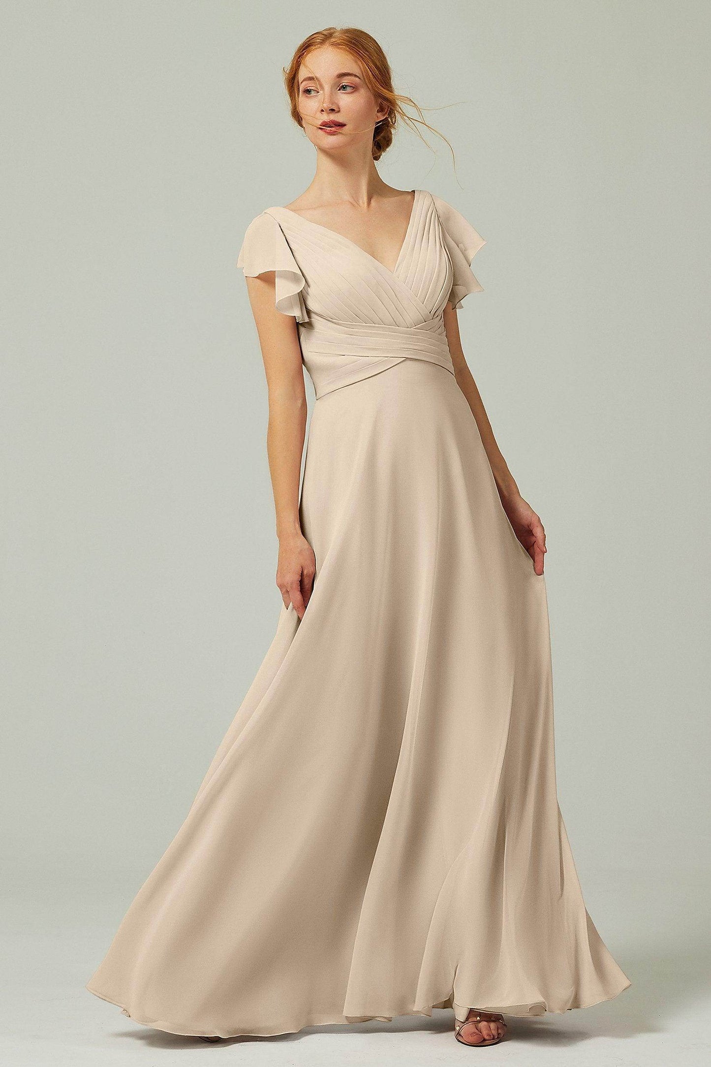 A-Line Floor Length Chiffon Bridesmaid Dress CB0302PS