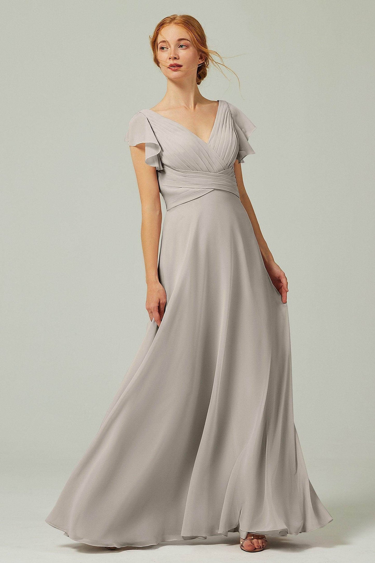 A-Line Floor Length Chiffon Bridesmaid Dress CB0302