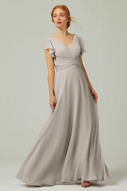 A-Line Floor Length Chiffon Bridesmaid Dress CB0302
