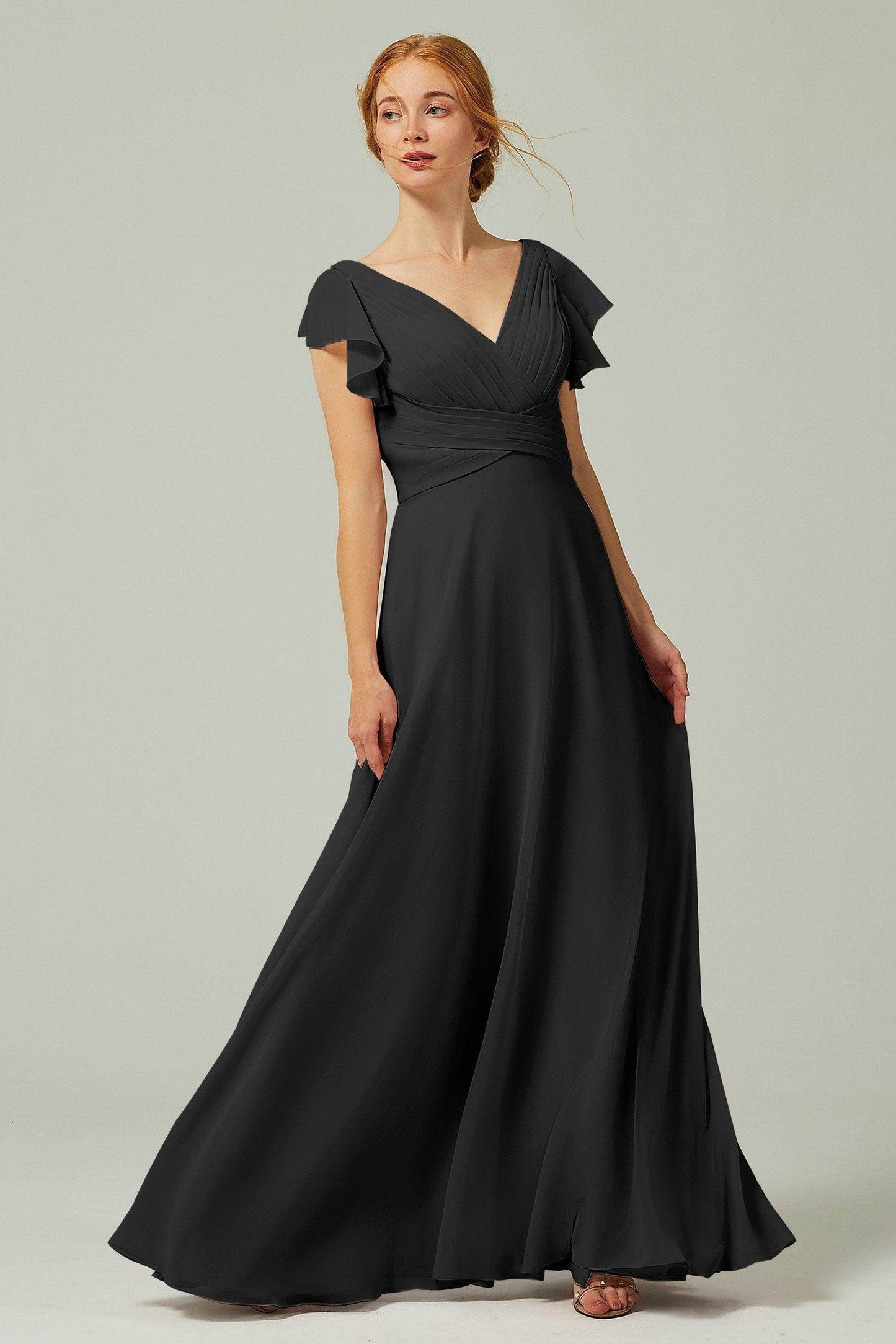 A-Line Floor Length Chiffon Bridesmaid Dress CB0302