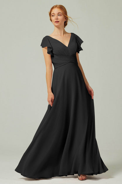 A-Line Floor Length Chiffon Bridesmaid Dress CB0302