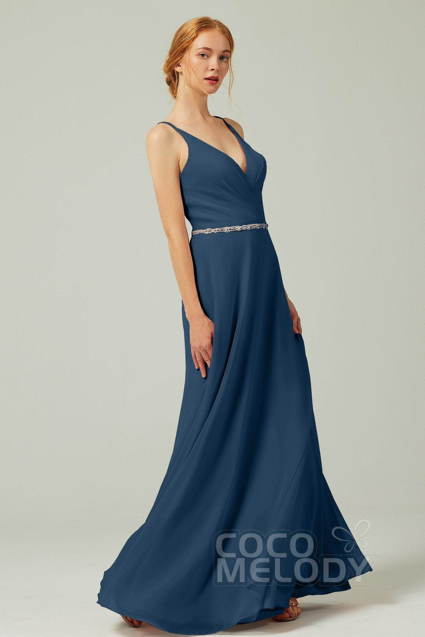 A-Line Floor Length Chiffon Bridesmaid Dress CB0303