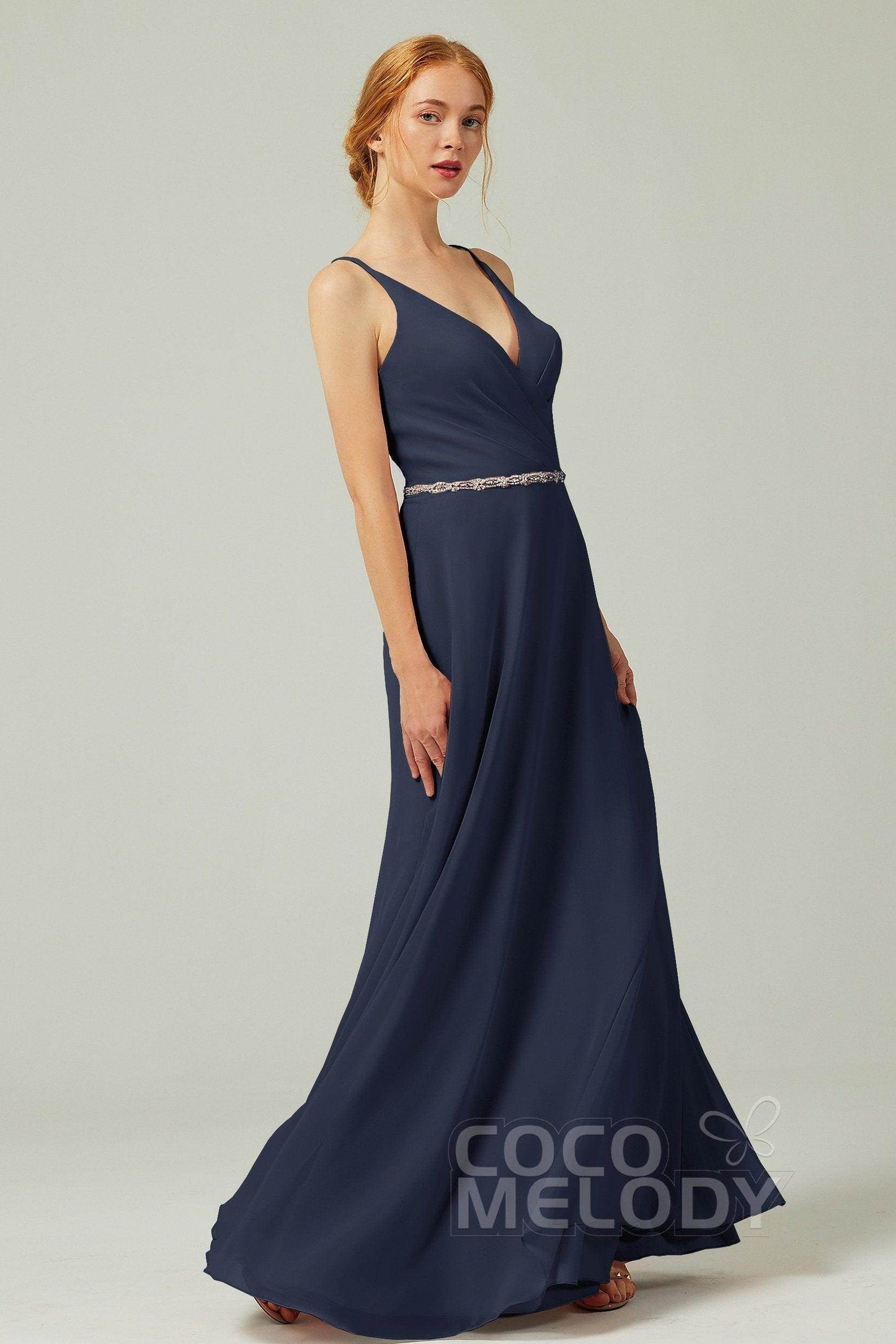 A-Line Floor Length Chiffon Bridesmaid Dress CB0303