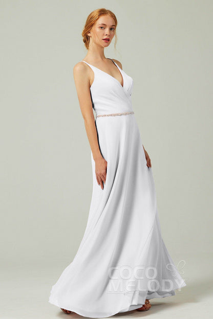 A-Line Floor Length Chiffon Bridesmaid Dress CB0303
