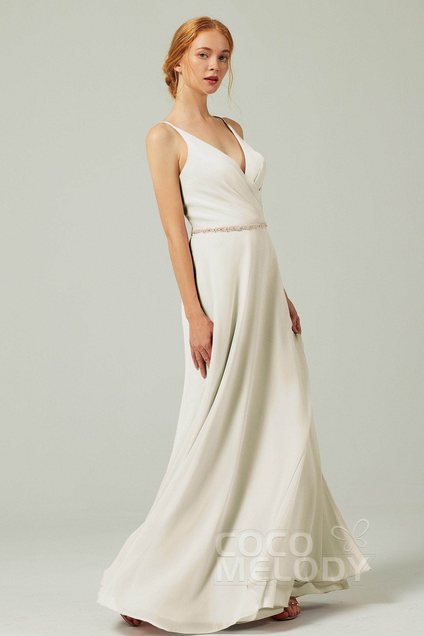 A-Line Floor Length Chiffon Bridesmaid Dress CB0303