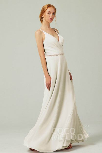 A-Line Floor Length Chiffon Bridesmaid Dress CB0303