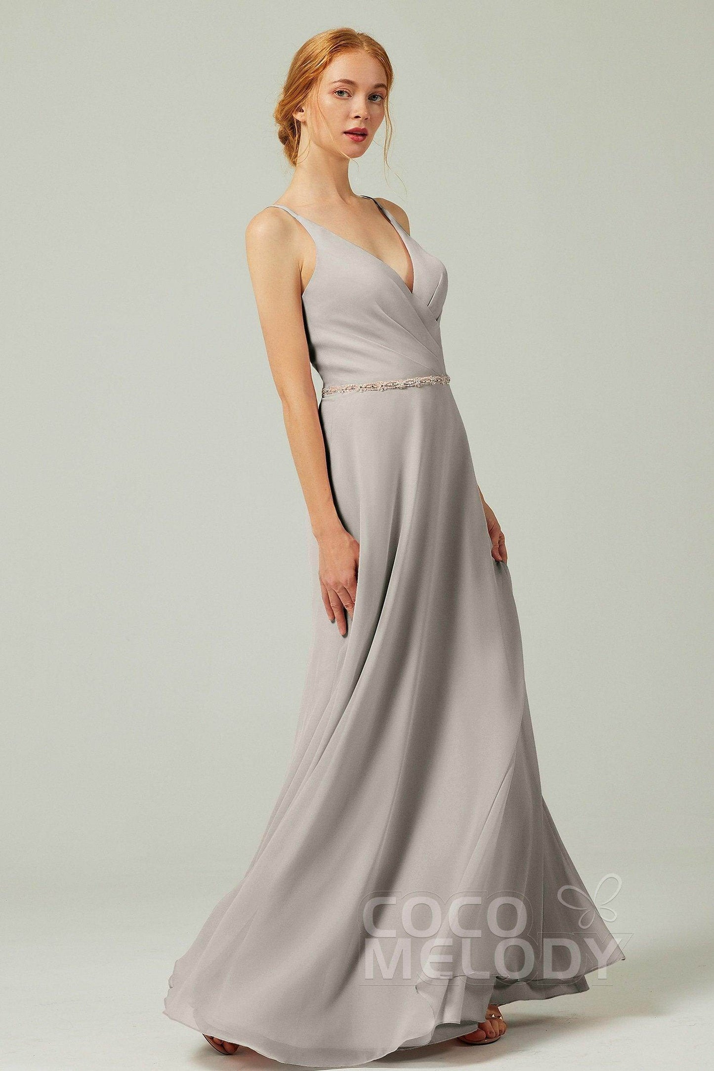 A-Line Floor Length Chiffon Bridesmaid Dress CB0303