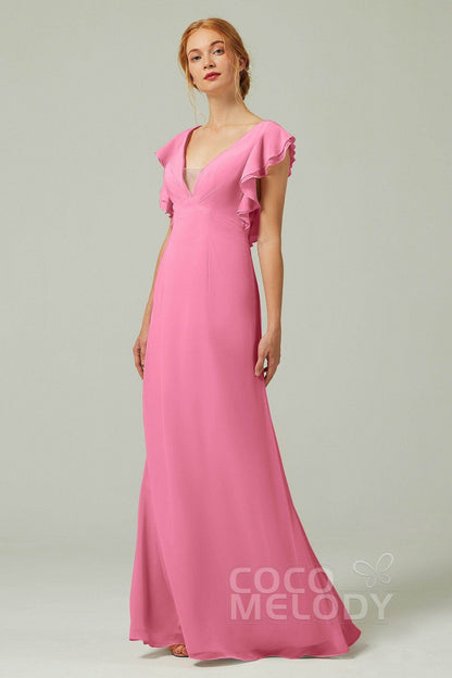 Sheath-Column Floor Length Chiffon Bridesmaid Dress CB0304