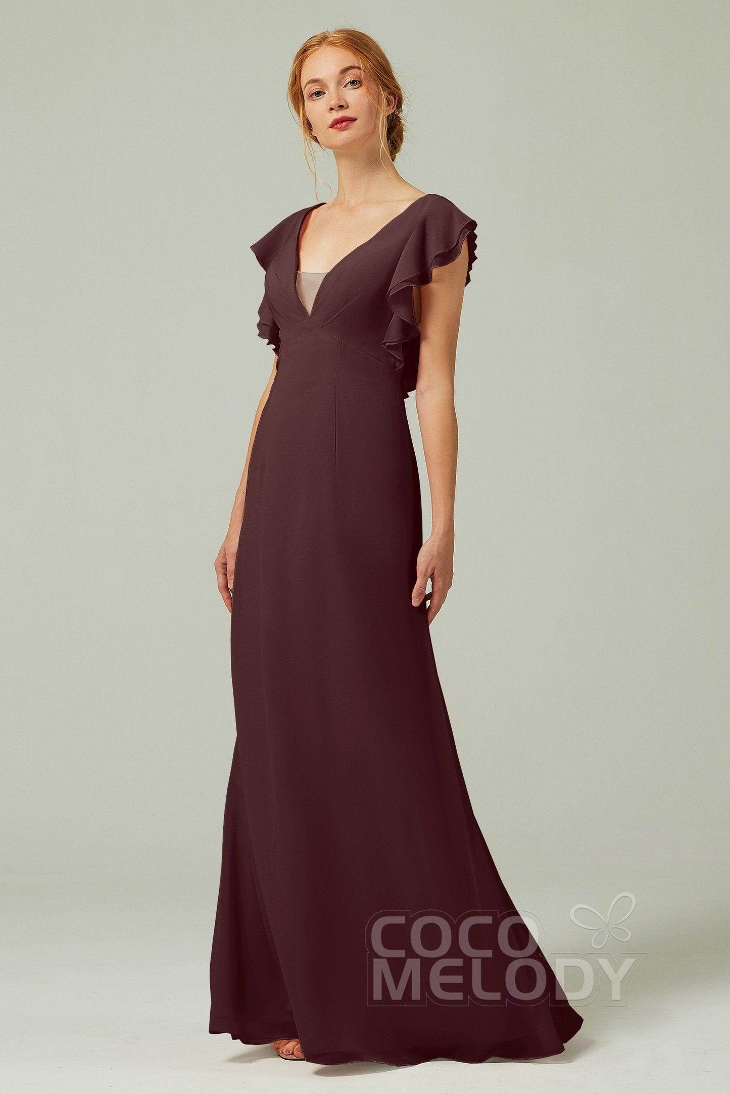 Sheath-Column Floor Length Chiffon Bridesmaid Dress CB0304