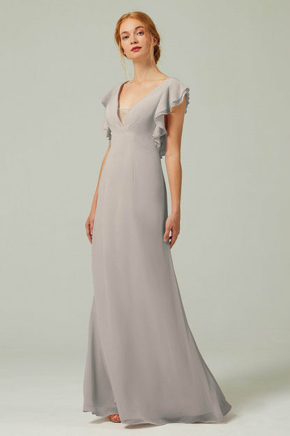 Sheath-Column Floor Length Chiffon Bridesmaid Dress CB0304