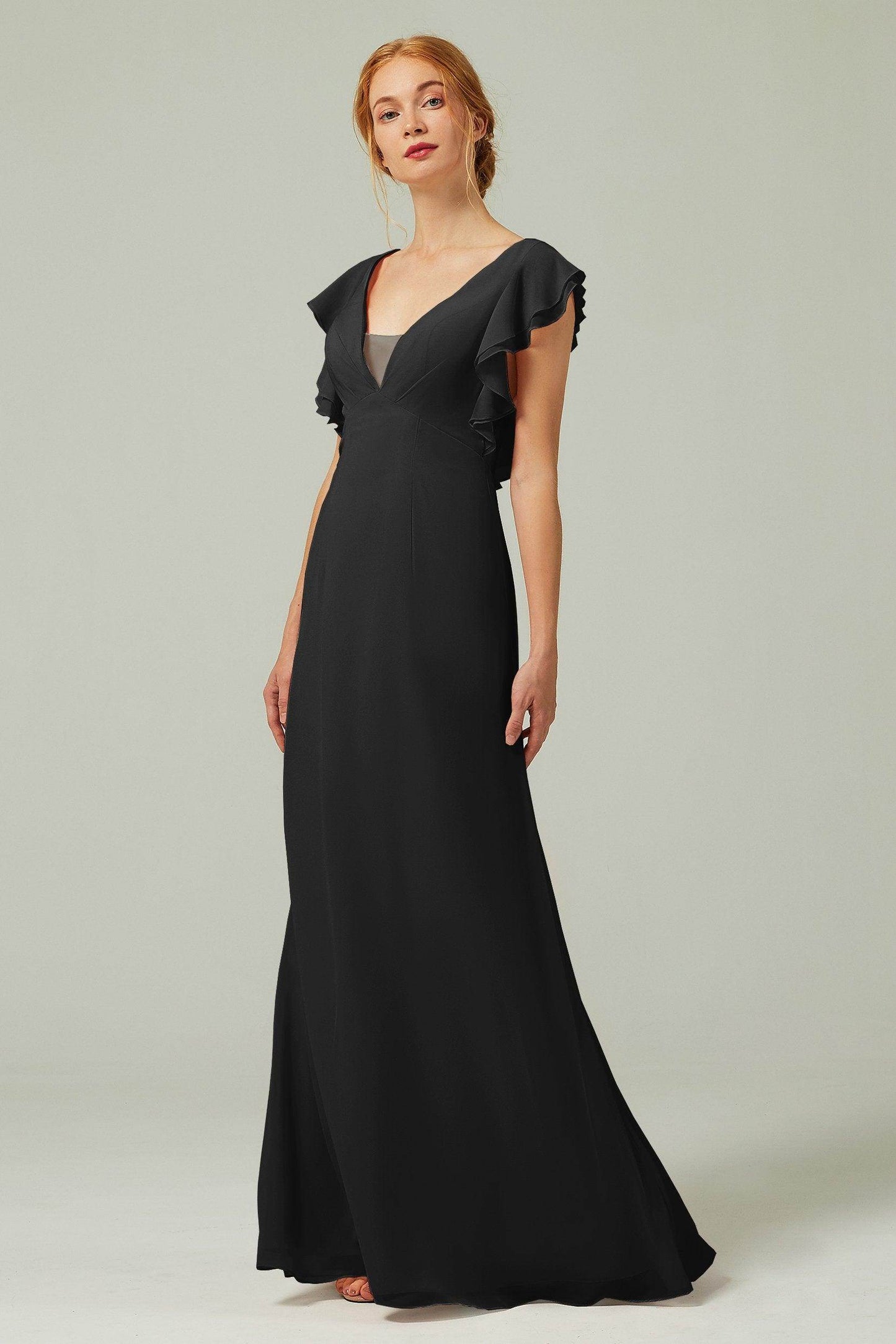 Sheath-Column Floor Length Chiffon Bridesmaid Dress CB0304