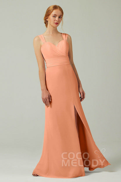 Sheath-Column Floor Length Chiffon Bridesmaid Dress CB0305