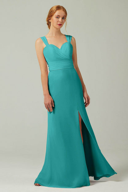Sheath-Column Floor Length Chiffon Bridesmaid Dress CB0305