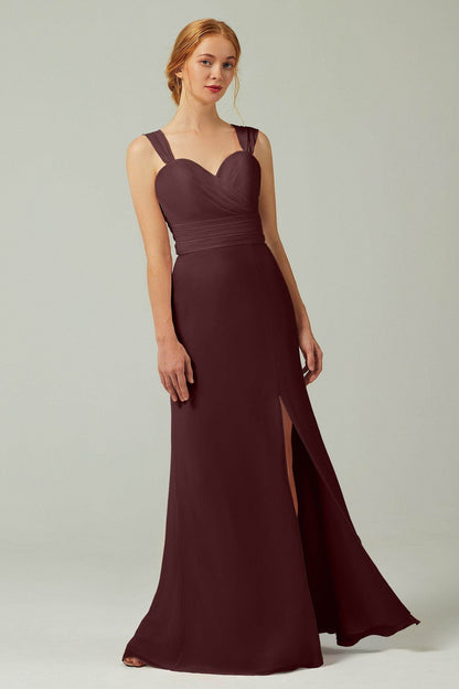 Sheath-Column Floor Length Chiffon Bridesmaid Dress CB0305