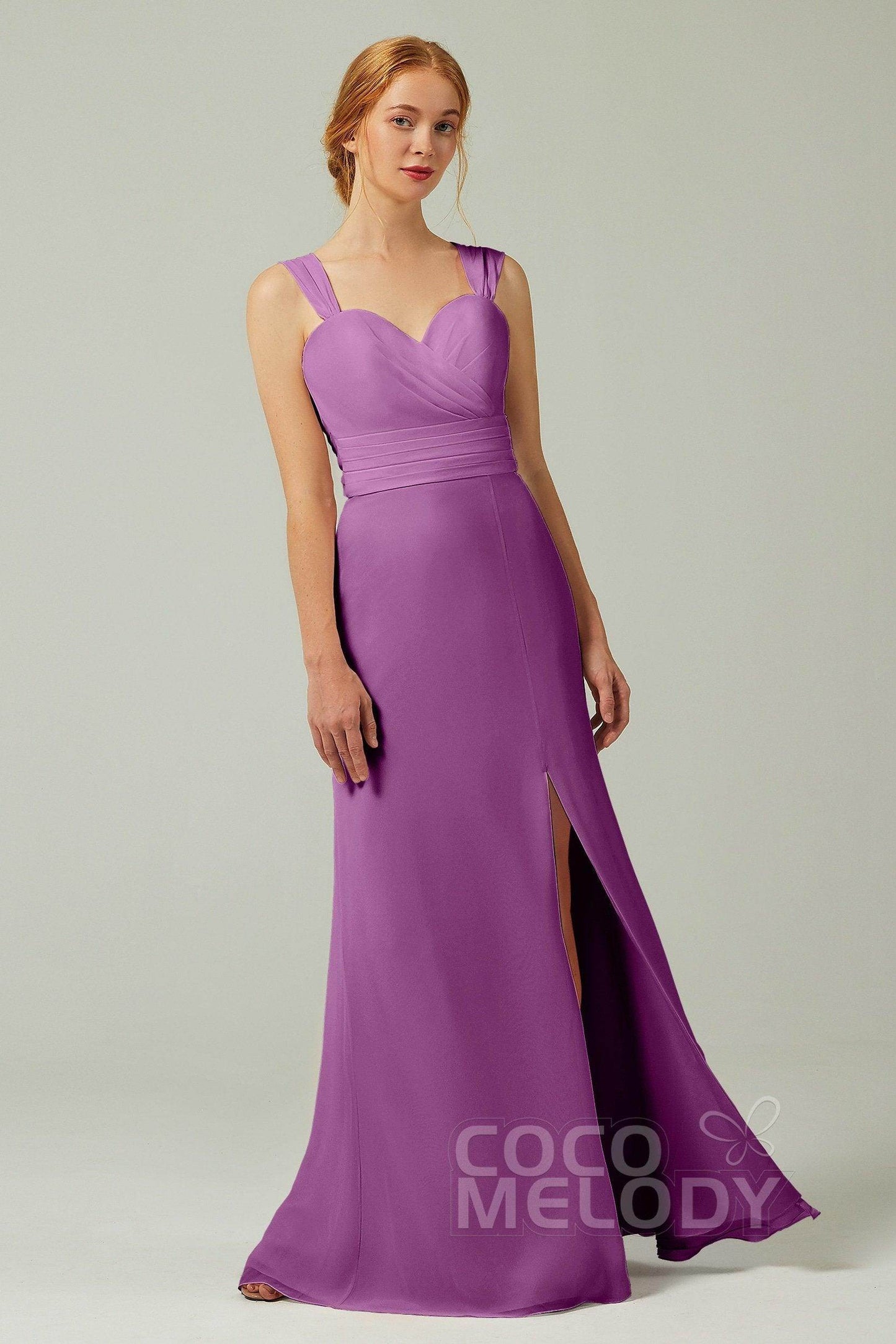 Sheath-Column Floor Length Chiffon Bridesmaid Dress CB0305