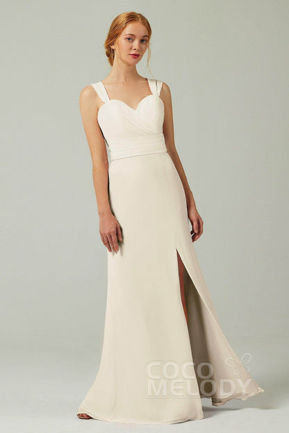 Sheath-Column Floor Length Chiffon Bridesmaid Dress CB0305