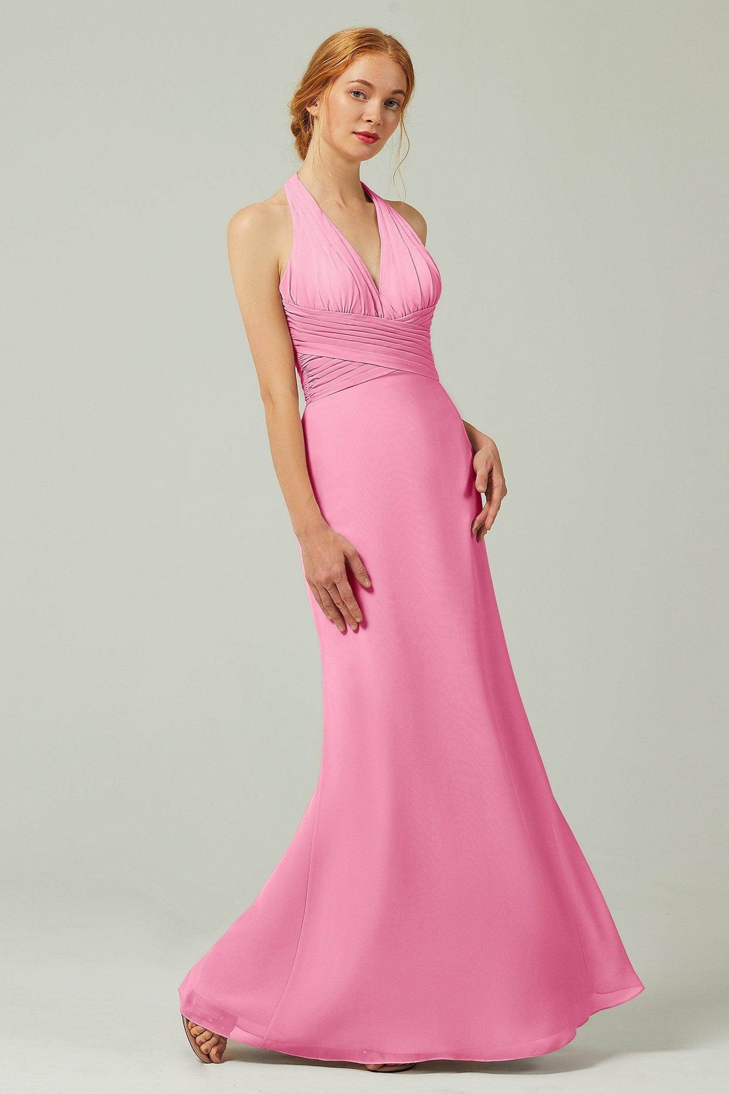 Sheath-Column Floor Length Chiffon Bridesmaid Dress CB0306