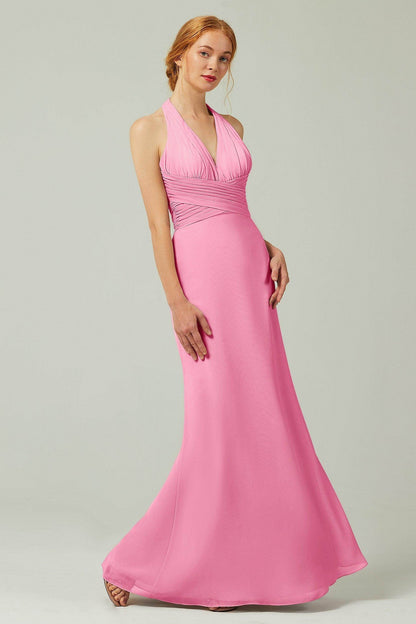 Sheath-Column Floor Length Chiffon Bridesmaid Dress CB0306