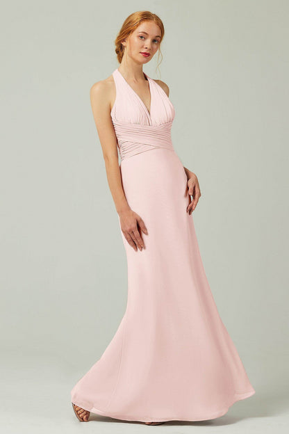 Sheath-Column Floor Length Chiffon Bridesmaid Dress CB0306