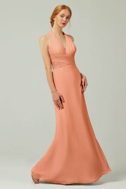 Sheath-Column Floor Length Chiffon Bridesmaid Dress CB0306