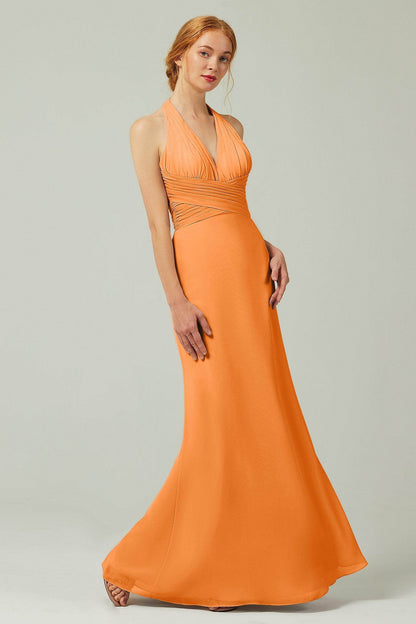 Sheath-Column Floor Length Chiffon Bridesmaid Dress CB0306
