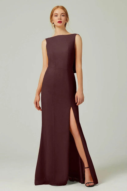 Sheath-Column Sweep-Brush Chiffon Bridesmaid Dress Formal Dresses CB0310