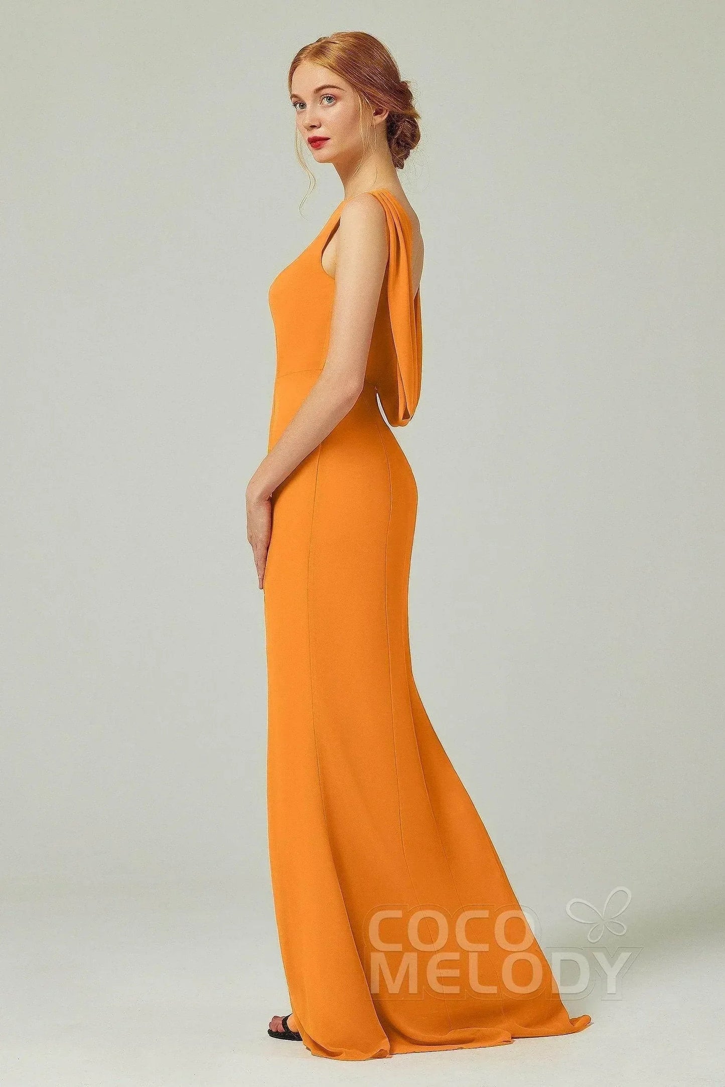 Sheath-Column Sweep-Brush Chiffon Bridesmaid Dress Formal Dresses CB0310PS