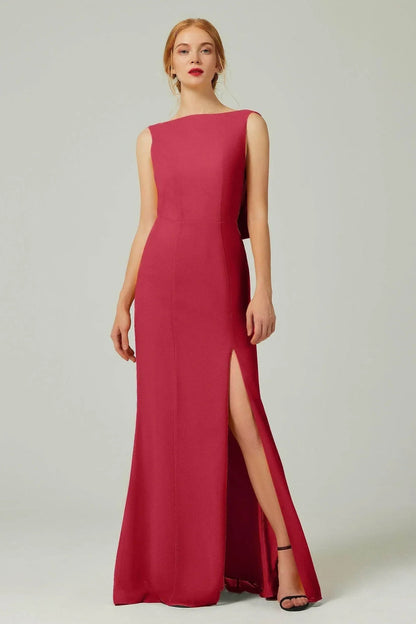 Sheath-Column Sweep-Brush Chiffon Bridesmaid Dress Formal Dresses CB0310