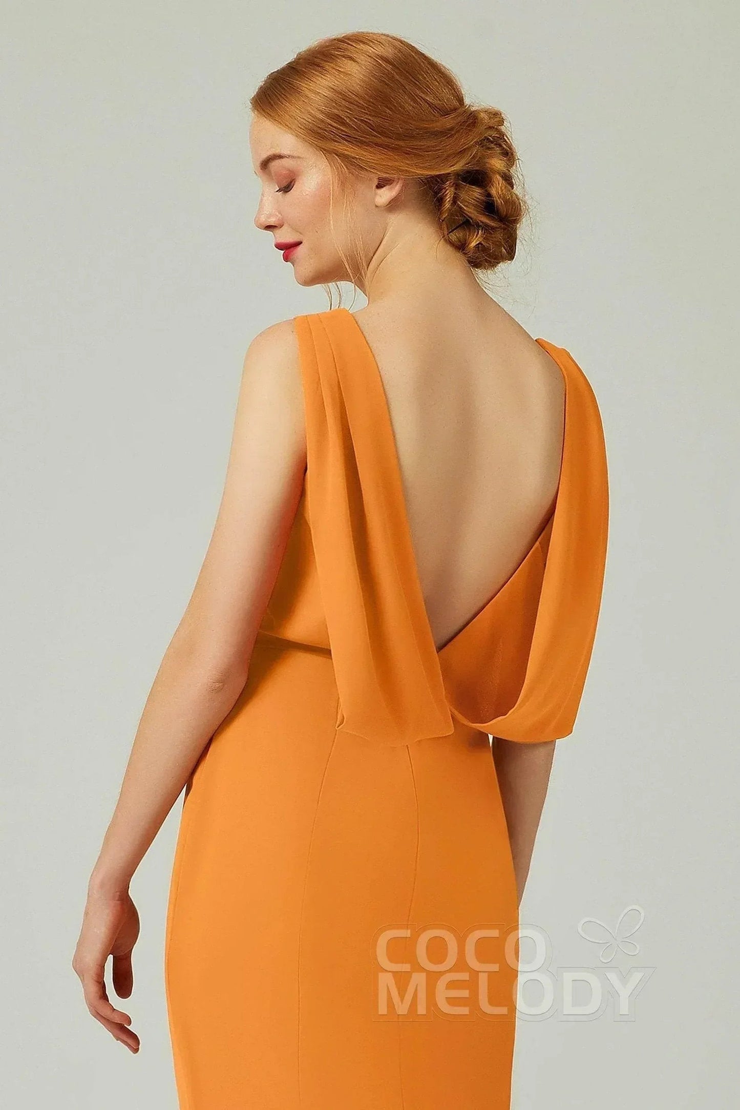 Sheath-Column Sweep-Brush Chiffon Bridesmaid Dress Formal Dresses CB0310PS