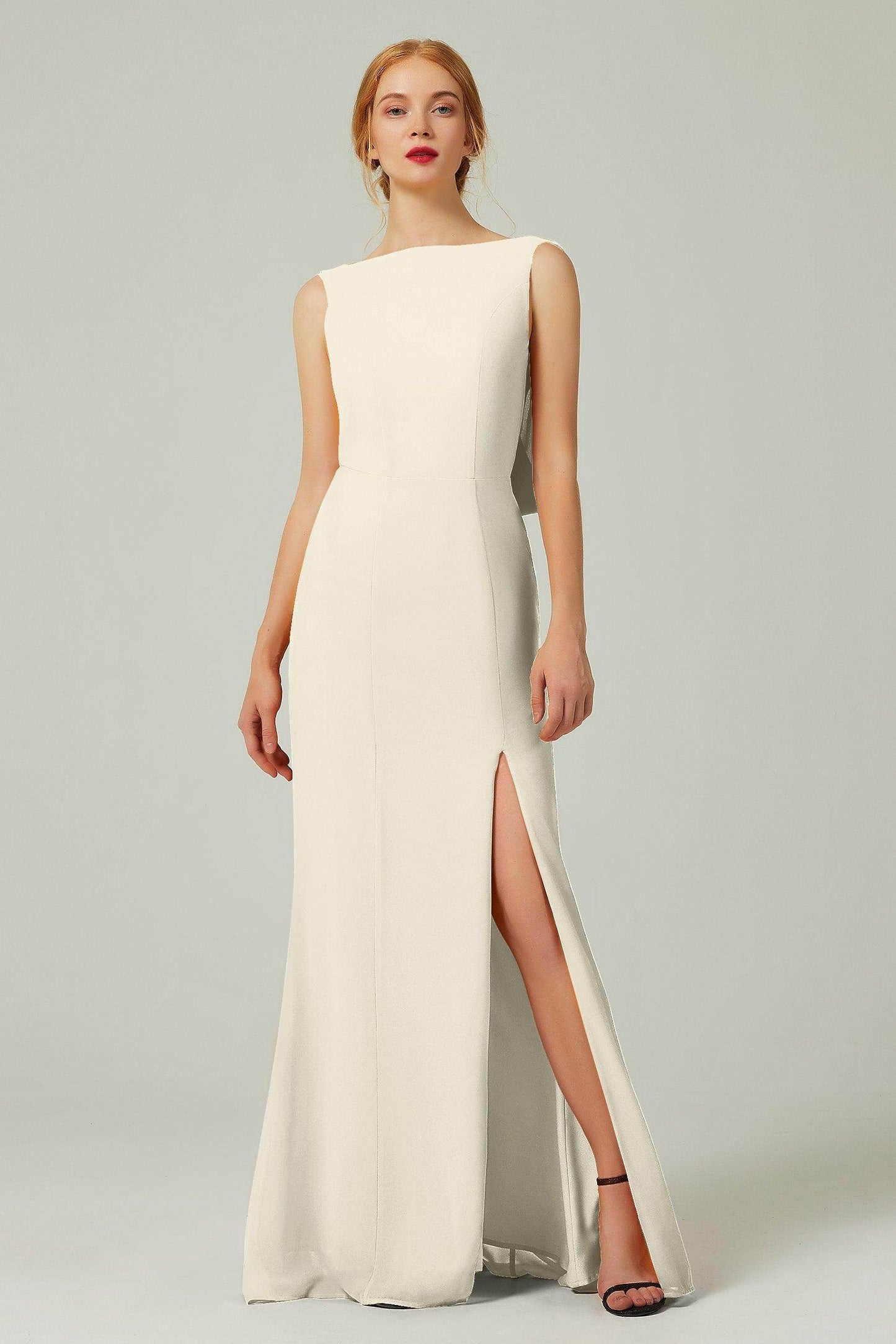 Sheath-Column Sweep-Brush Chiffon Bridesmaid Dress Formal Dresses CB0310PS