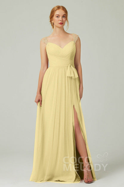 A-Line Floor Length Tulle Bridesmaid Dress CB0313
