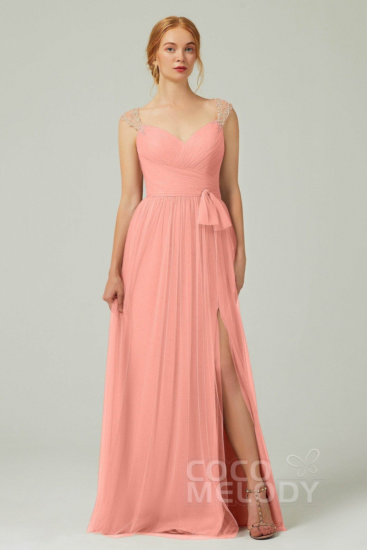 A-Line Floor Length Tulle Bridesmaid Dress CB0313