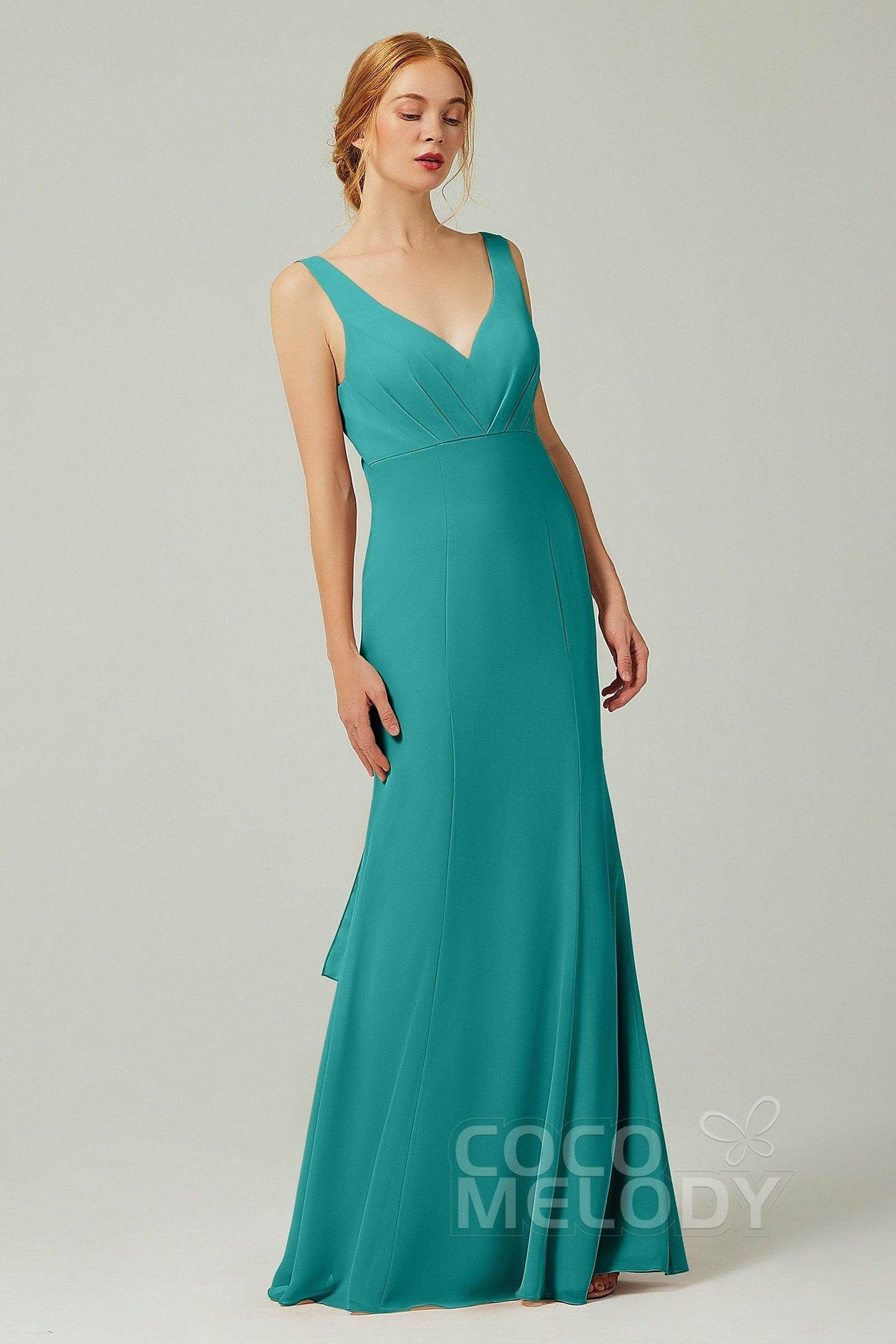 Sheath-Column Floor Length Chiffon Bridesmaid Dress CB0314