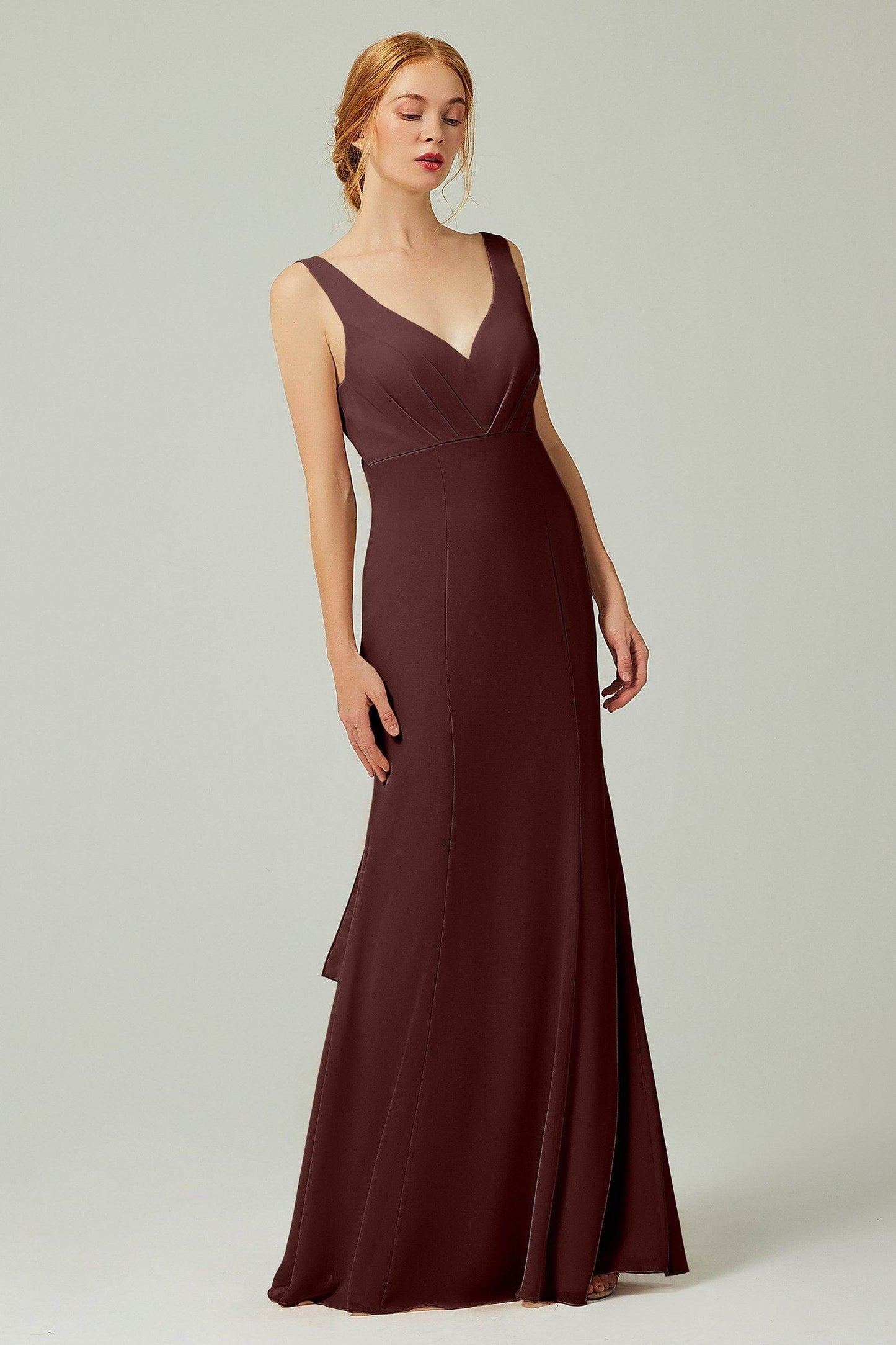 Sheath-Column Floor Length Chiffon Bridesmaid Dress CB0314