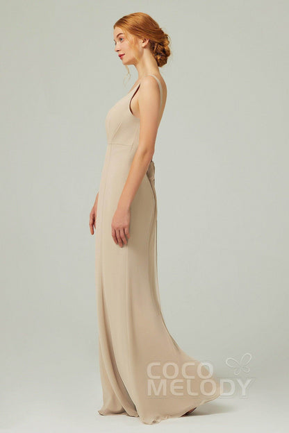 Sheath-Column Floor Length Chiffon Bridesmaid Dress CB0314