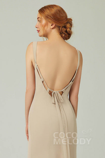 Sheath-Column Floor Length Chiffon Bridesmaid Dress CB0314