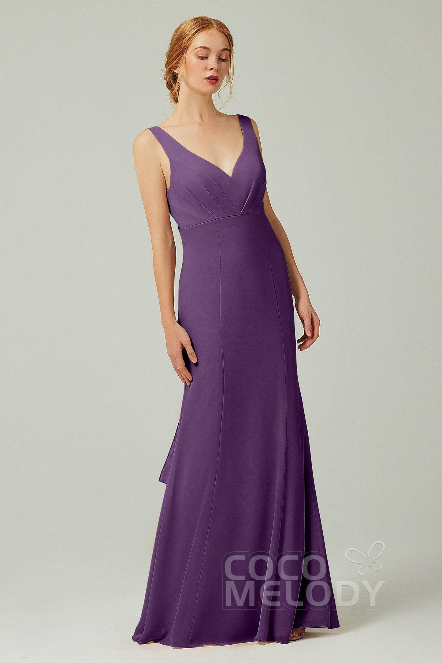 Sheath-Column Floor Length Chiffon Bridesmaid Dress CB0314