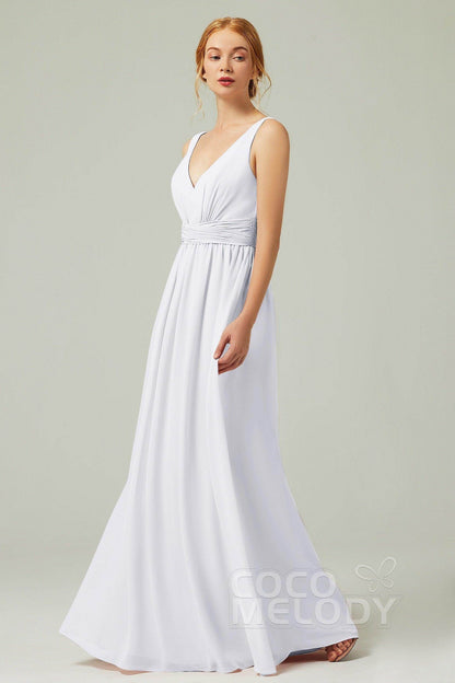 A-Line Floor Length Chiffon Bridesmaid Dress CB0318