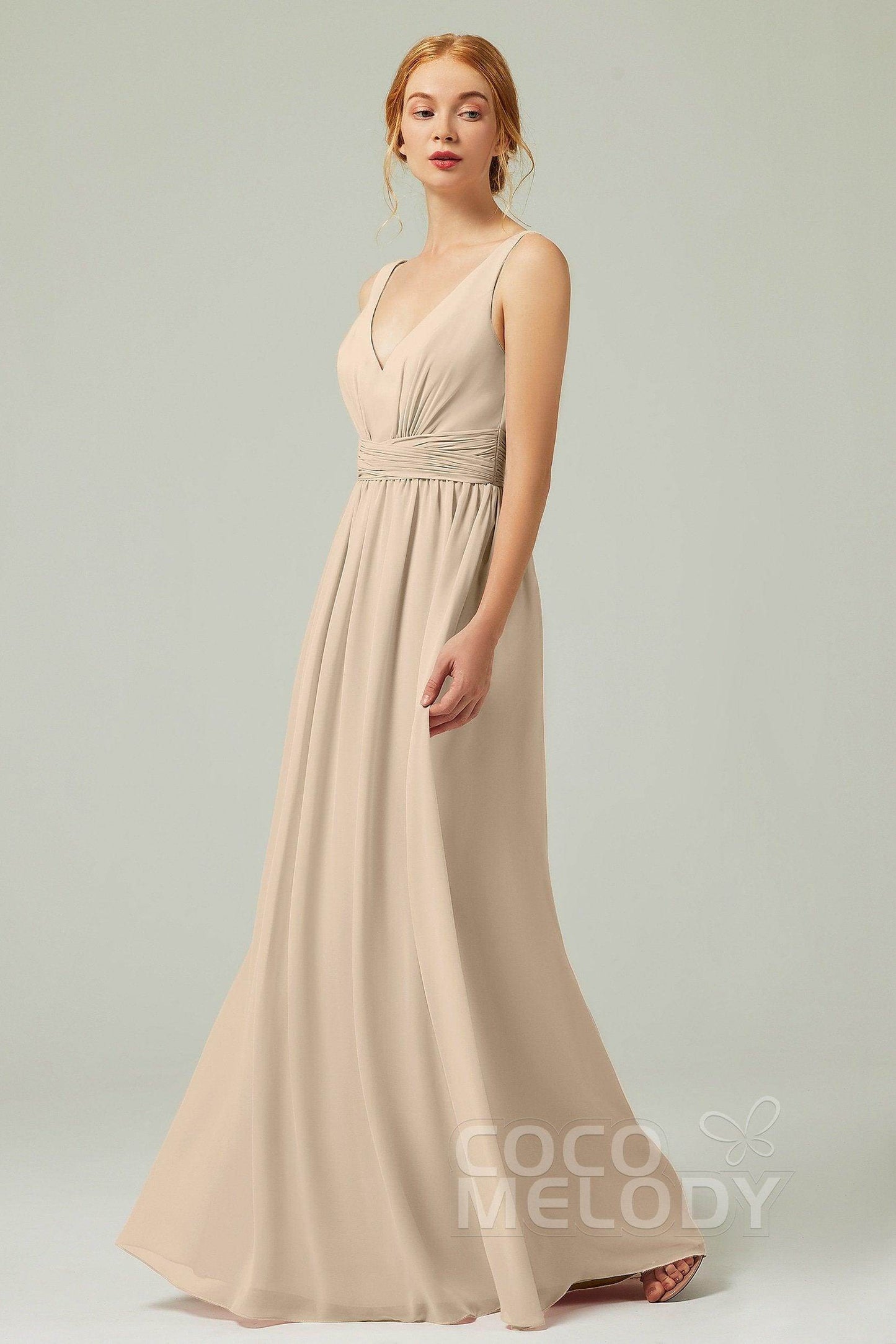 A-Line Floor Length Chiffon Bridesmaid Dress CB0318