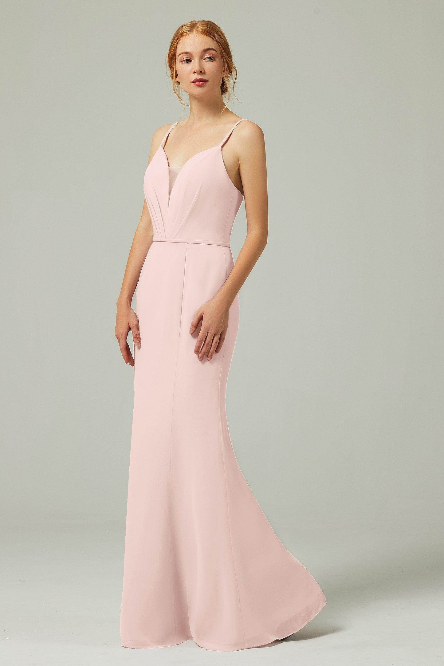 Trumpet-Mermaid Floor Length Chiffon Bridesmaid Dress CB0319