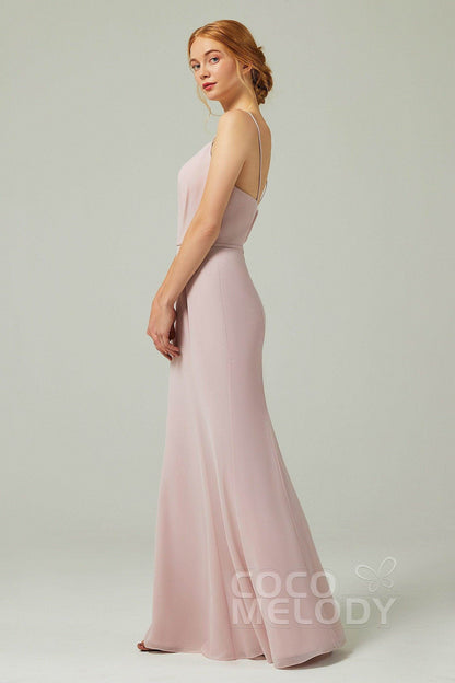 Trumpet-Mermaid Floor Length Chiffon Bridesmaid Dress CB0319