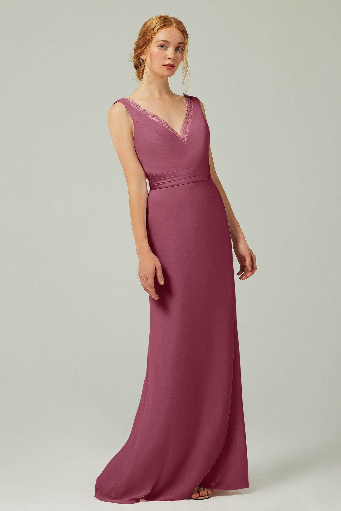 Sheath-Column Floor Length Chiffon Bridesmaid Dress CB0320