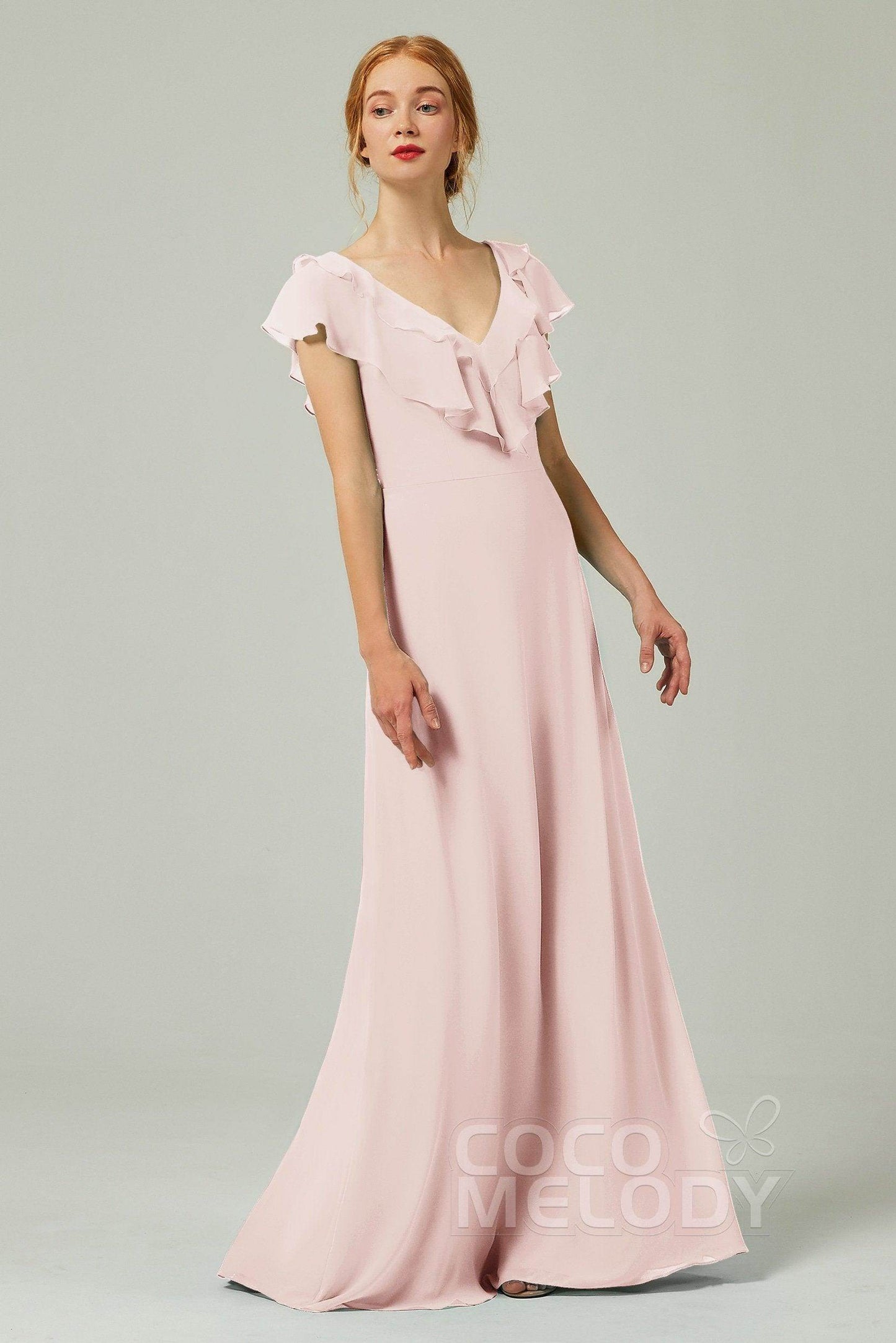 A-Line Floor Length Chiffon Bridesmaid Dress CB0323