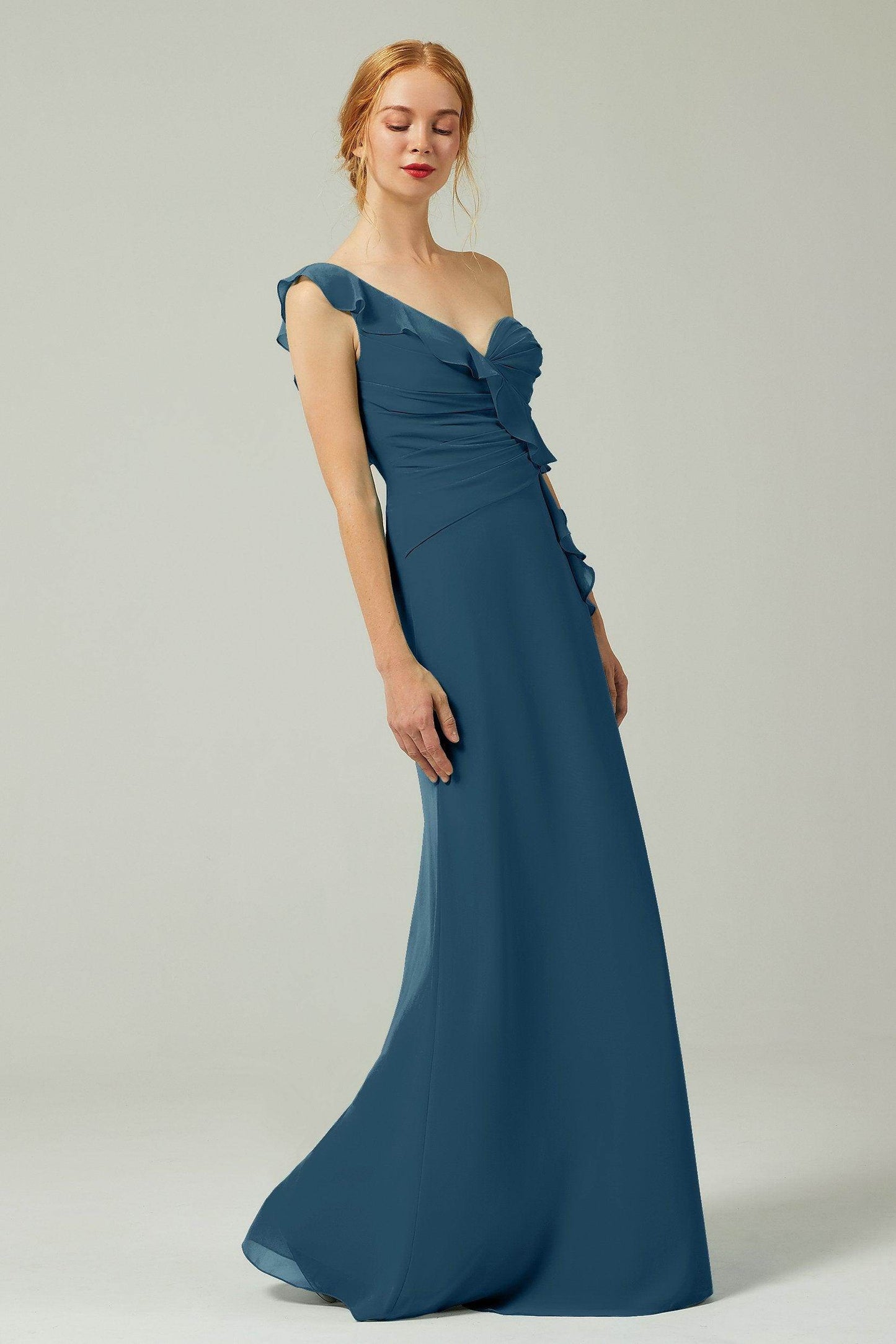 Sheath-Column Floor Length Chiffon Bridesmaid Dress CB0324