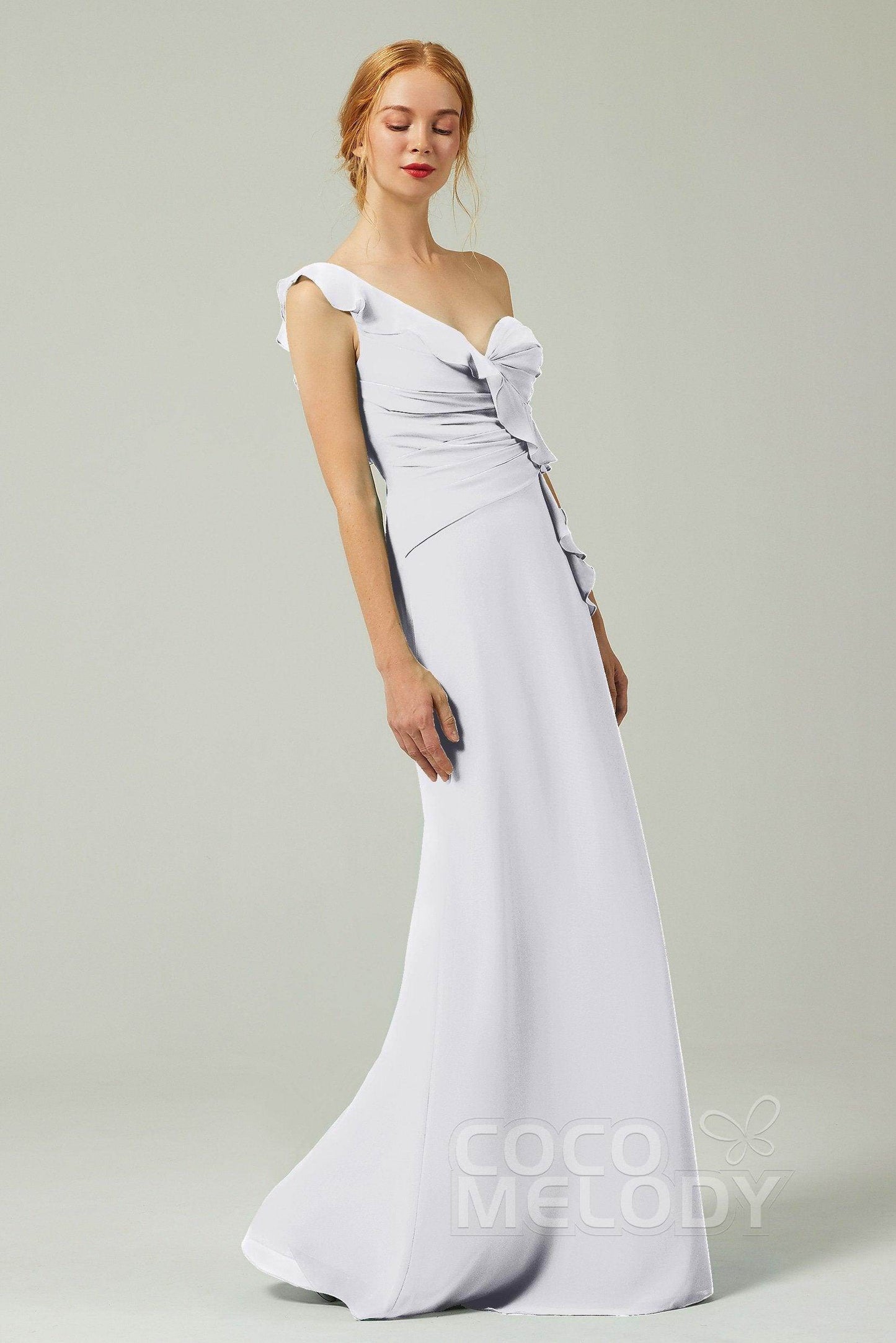 Sheath-Column Floor Length Chiffon Bridesmaid Dress CB0324