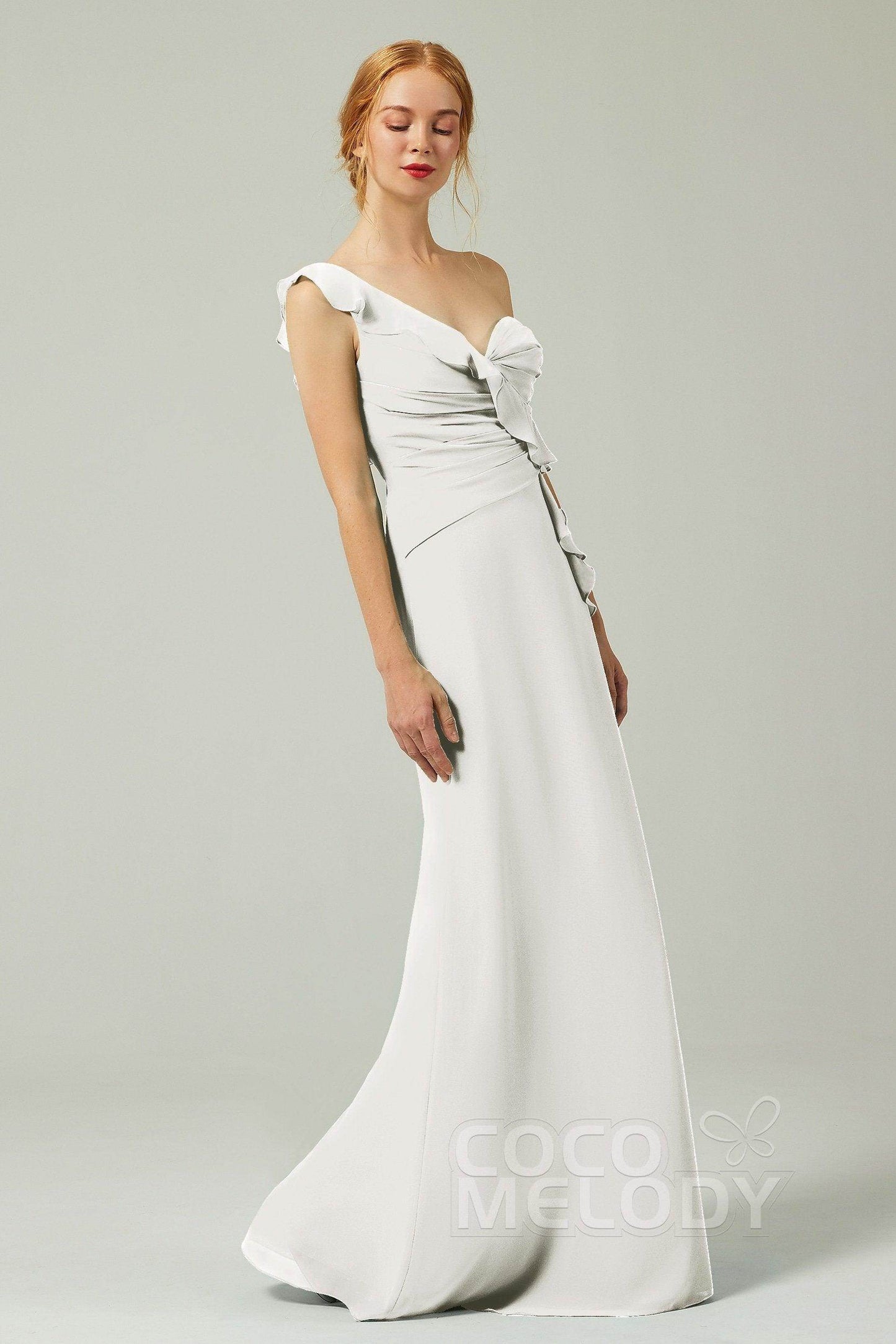 Sheath-Column Floor Length Chiffon Bridesmaid Dress CB0324
