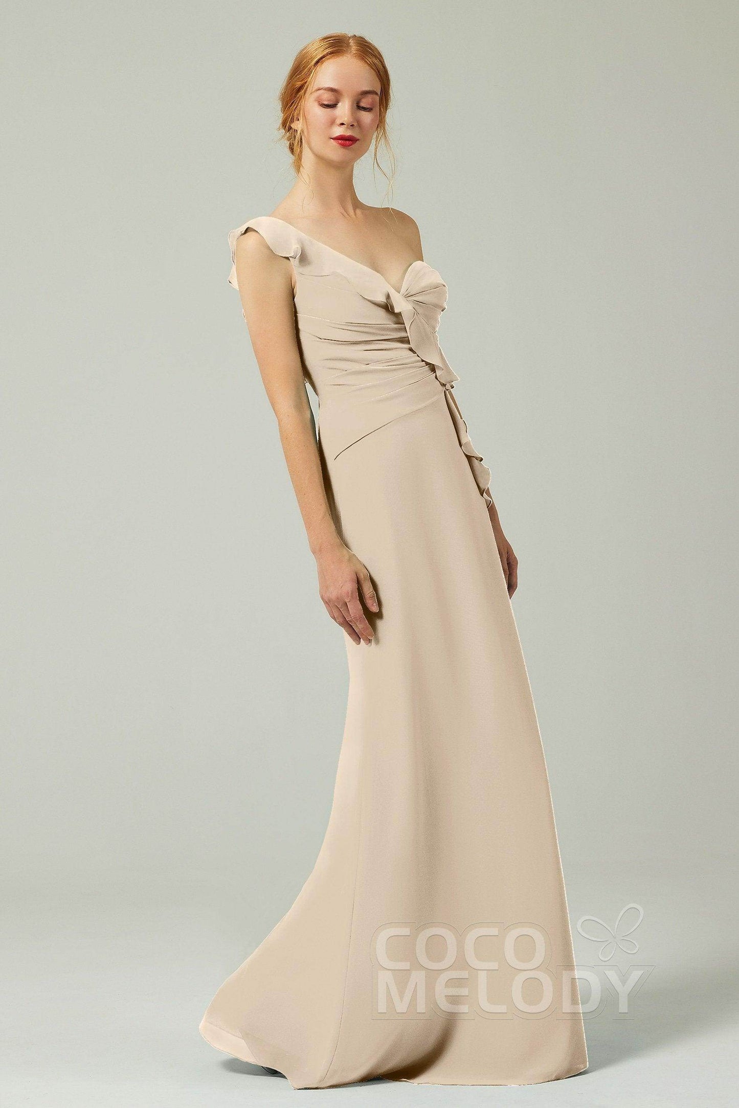 Sheath-Column Floor Length Chiffon Bridesmaid Dress CB0324