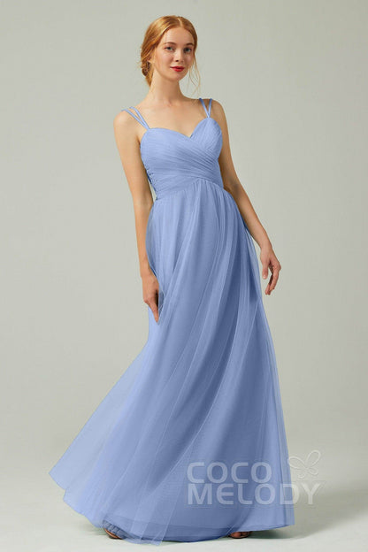 A-Line Floor Length Tulle Bridesmaid Dress CB0325